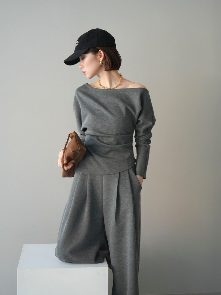 [SET]ライトポンチワンショルタックトップス＆パンツSETUP