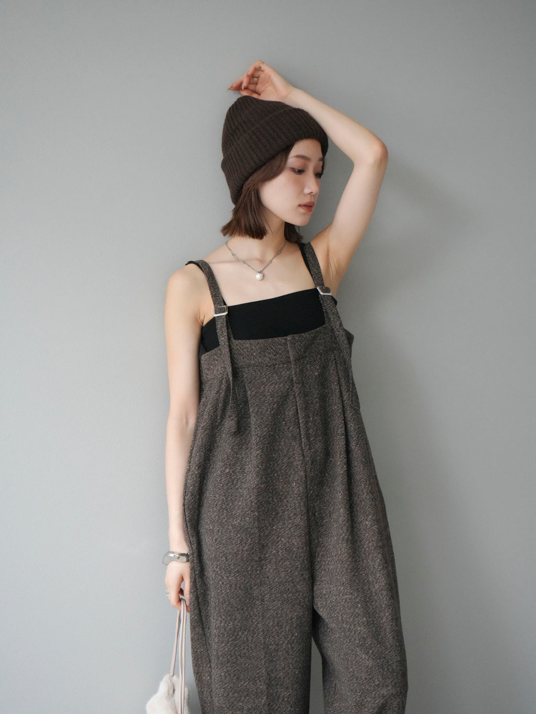 [予約]ツイードベアサロペット/ブラウン