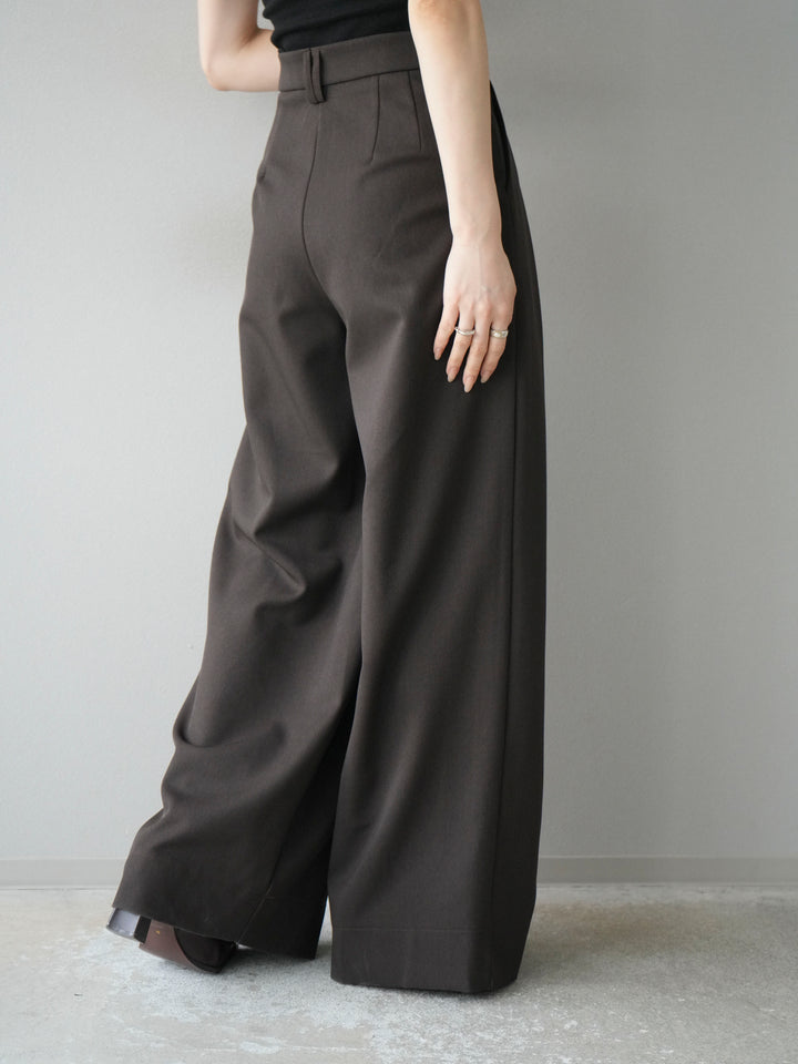[予約]ダブルタックワイドパンツ/ブラウン
