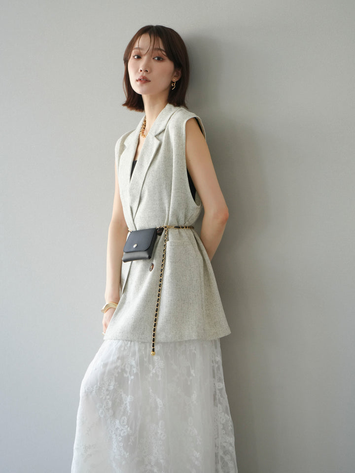 [予約]ミックスツイードジレ/アイボリー