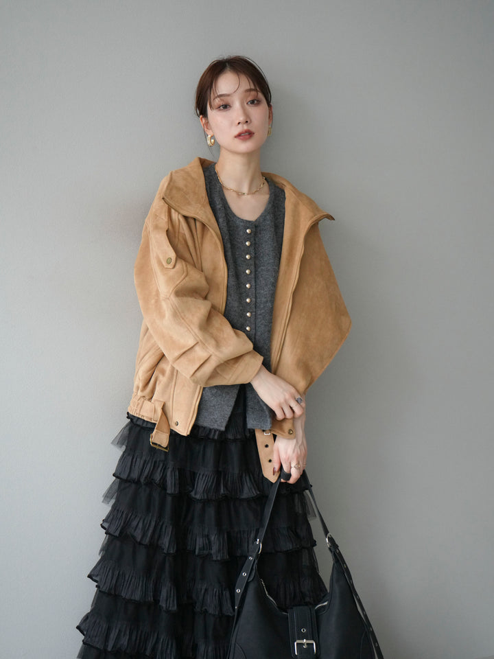 [予約]スエードライダースジャケット/ベージュ