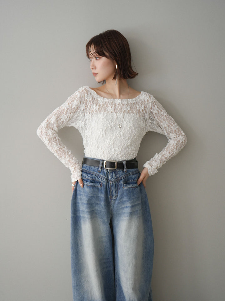 [SET]サイドギャザーレーストップス+サイドギャザーレーストップス(2set)