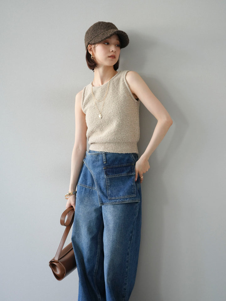 [予約]ブークレニットタンクトップ/ベージュ