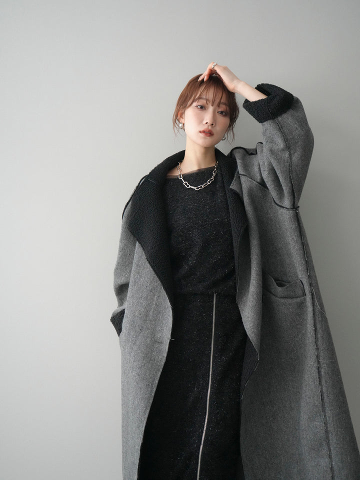 [予約]アウトシーム裏ボアコート/gray