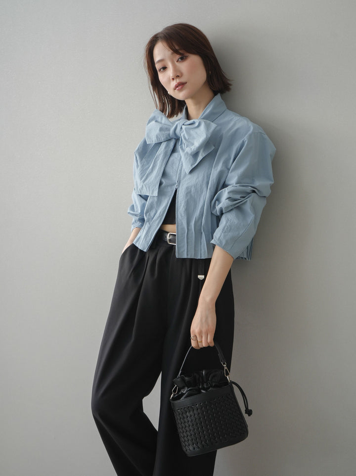 [SET]ボウタイ裾プリーツライトジャケット+ボウタイ裾プリーツライトジャケット(2set)