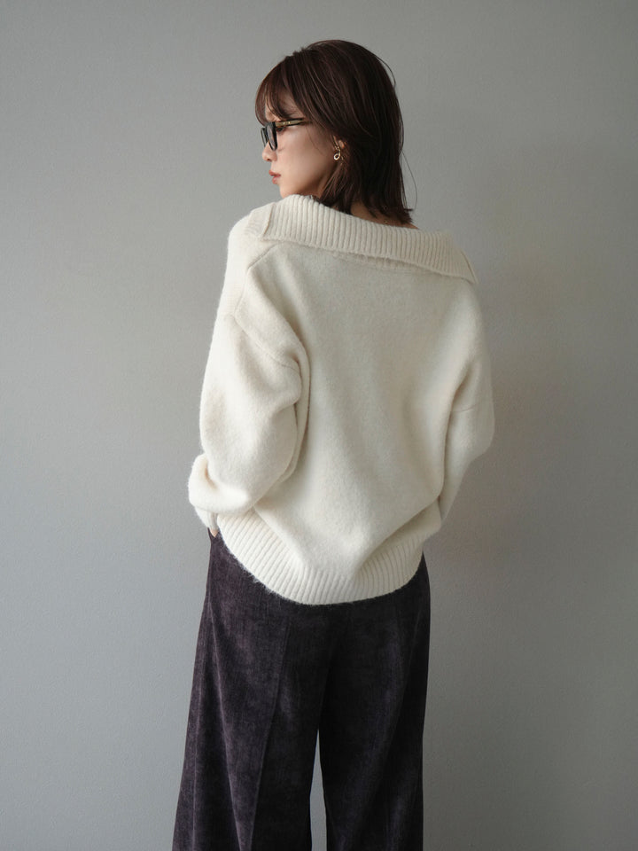 [予約]スキッパーニットプルオーバー/offwhite