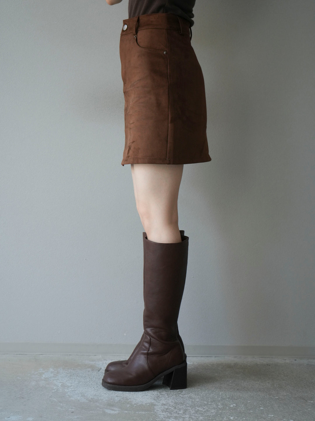 [予約]スエードペチパンツ付ミニスカート/ブラウン