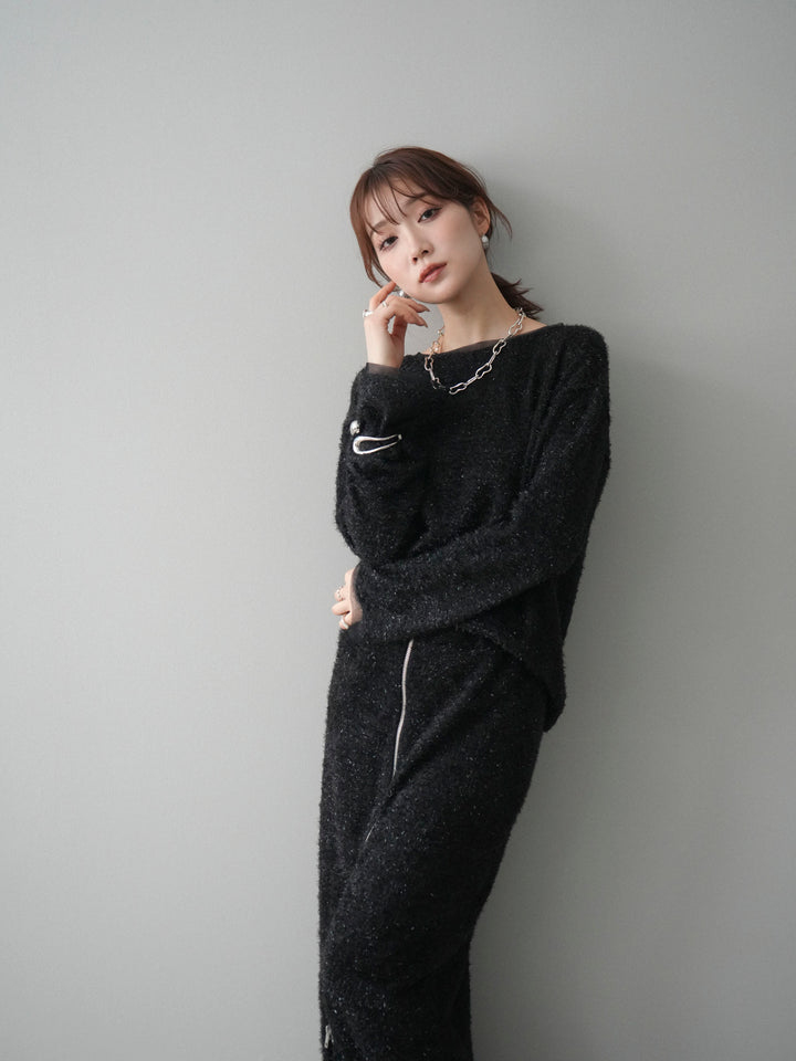 [予約]ラメシャギートップス/black