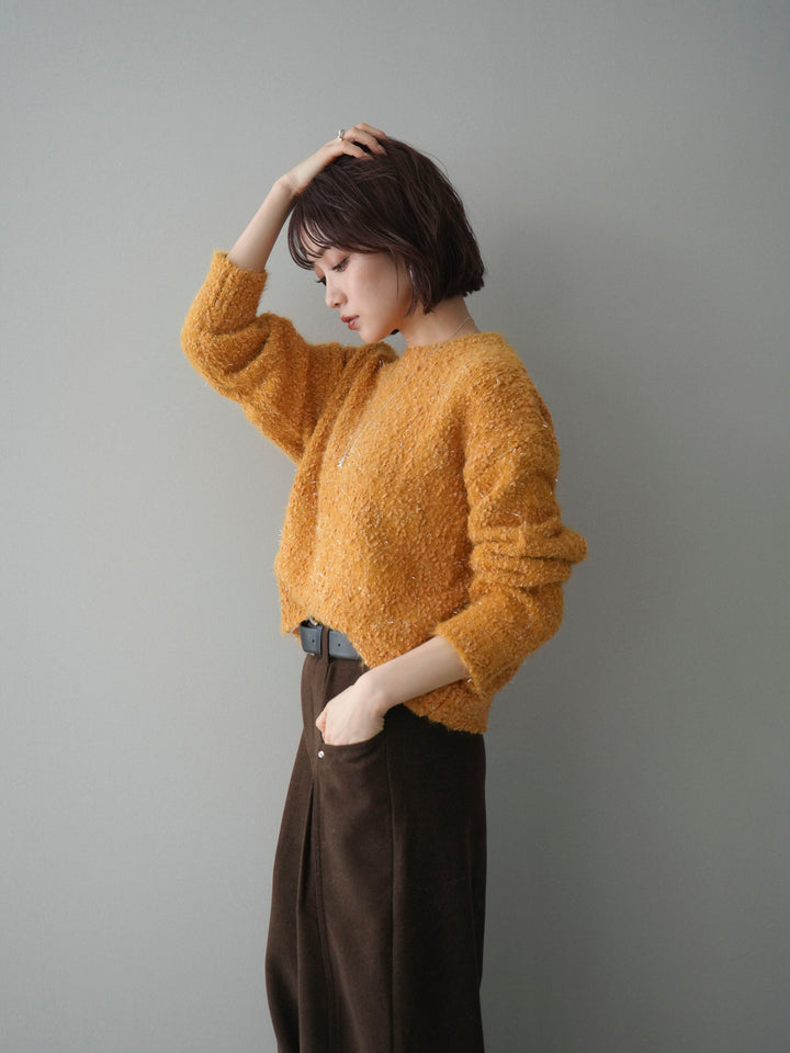 [予約]モールラメミックスヤーンニットプルオーバー/yellow