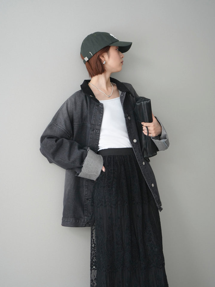 [予約]コーデュロイ×デニムミドルジャケット/gray