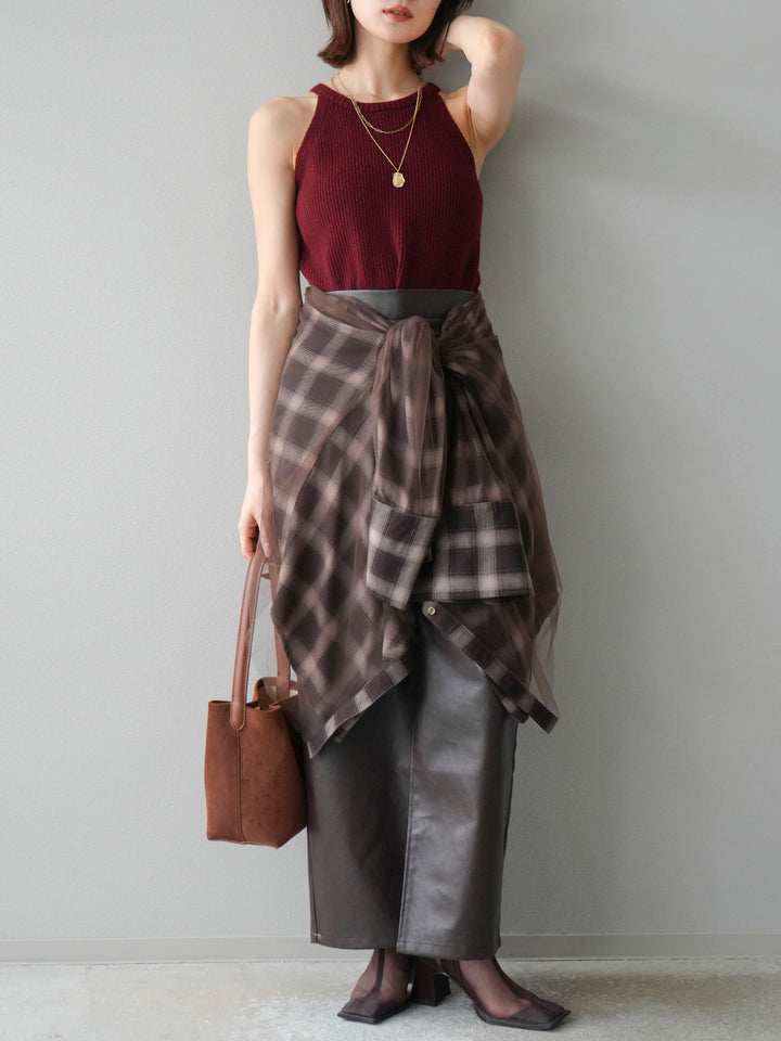 [予約]リブニットアメスリタンクトップ/ボルドー