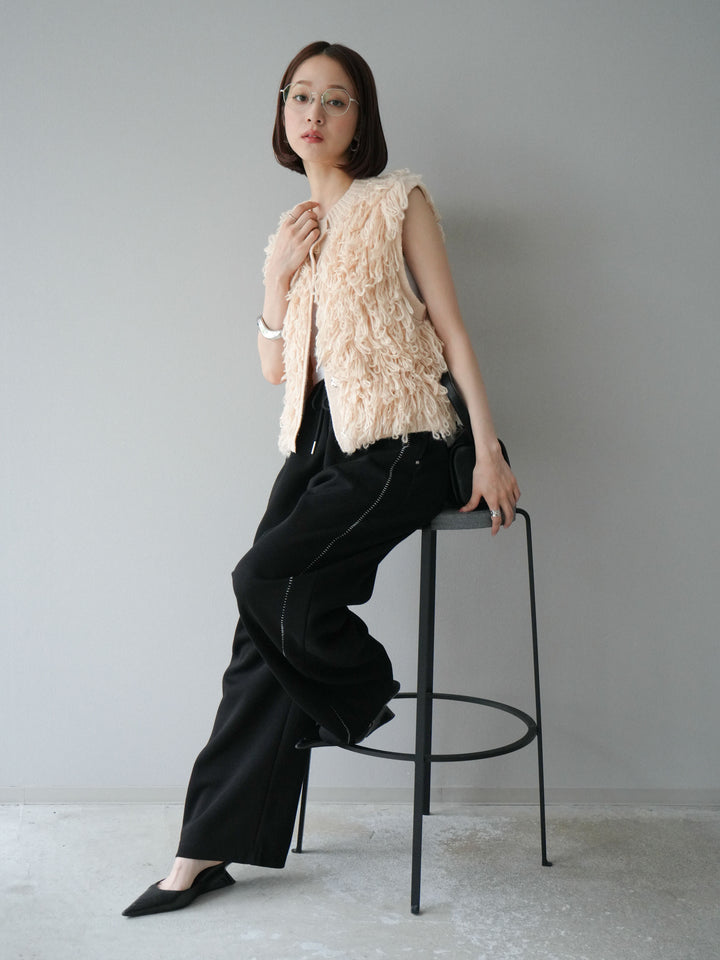 [予約]前開きループニットベスト/アイボリー