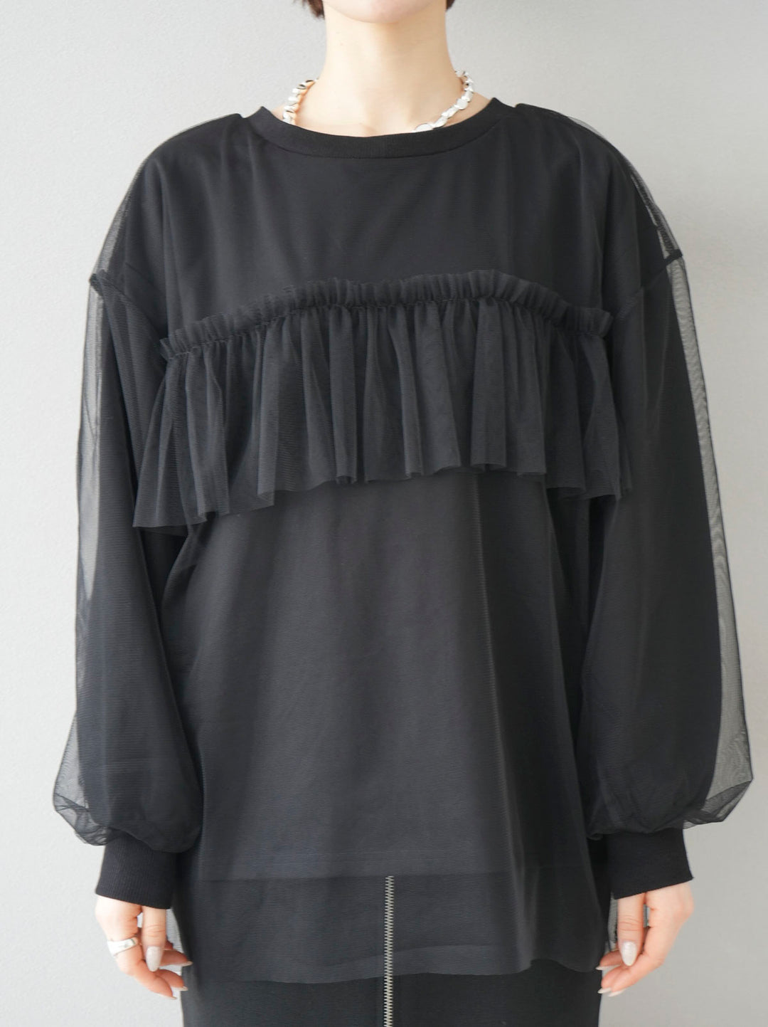 [Pre-order] Tulle Docking Sweat Pullover/Black