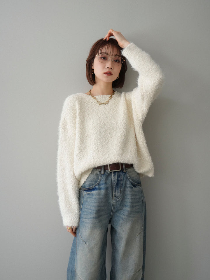 [予約]モールラメミックスヤーンニットプルオーバー/ivory