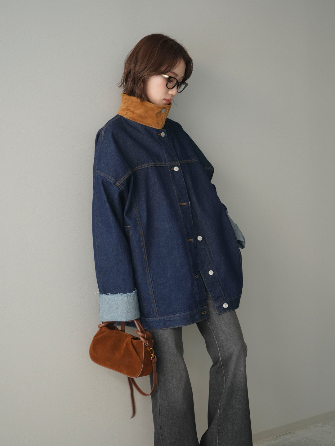 [予約]コーデュロイ×デニムミドルジャケット/indigo