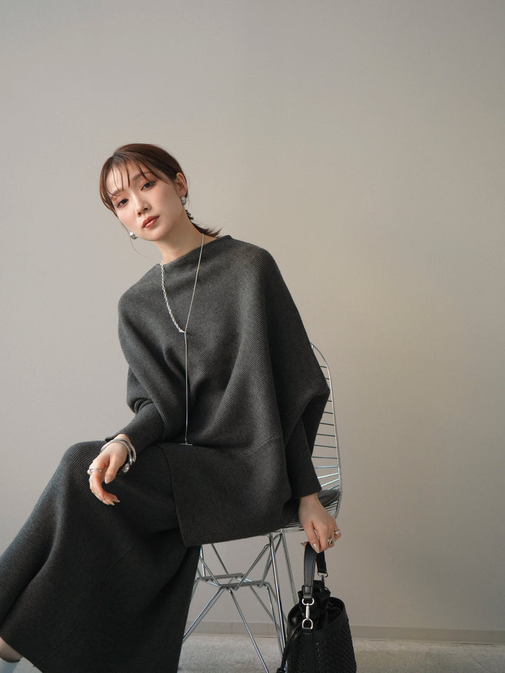 [SET]ウール混ドルマンニット&スカートSET UP(2set)