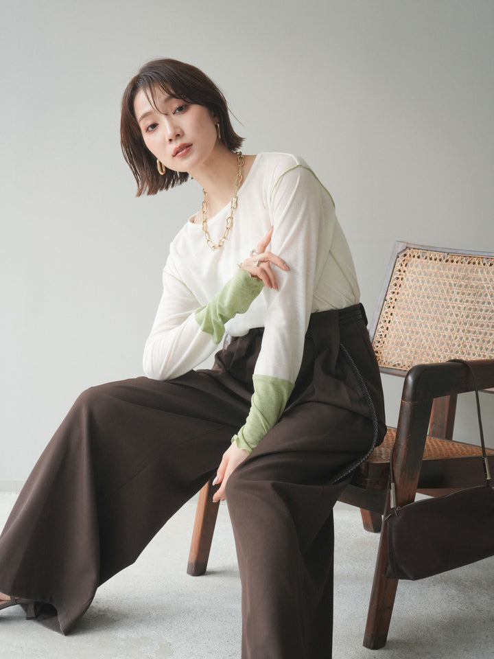 [SET]配色メロウトップス+配色メロウトップス(2set)