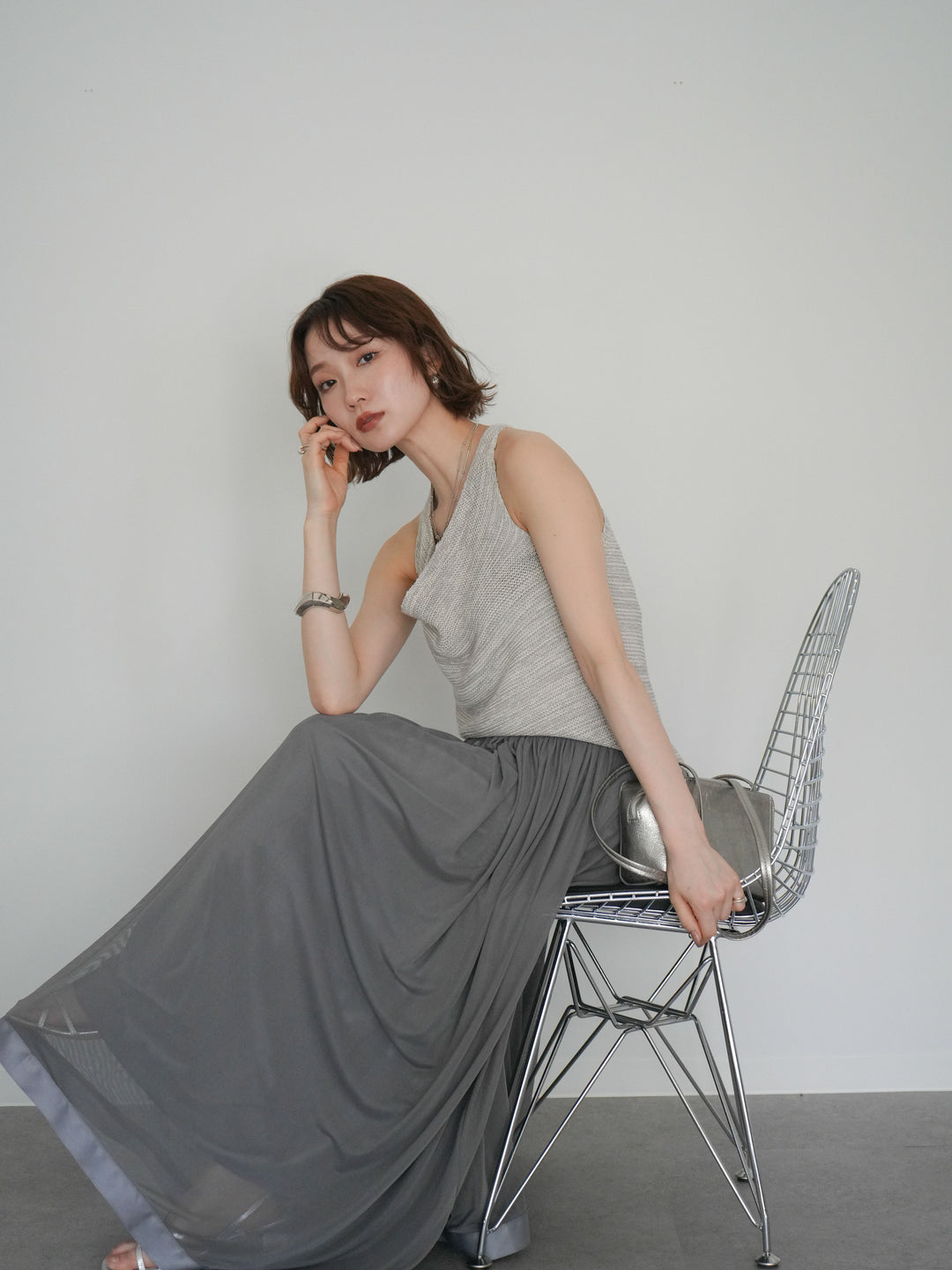 [予約]メランジニットアメスリトップス/lightgray