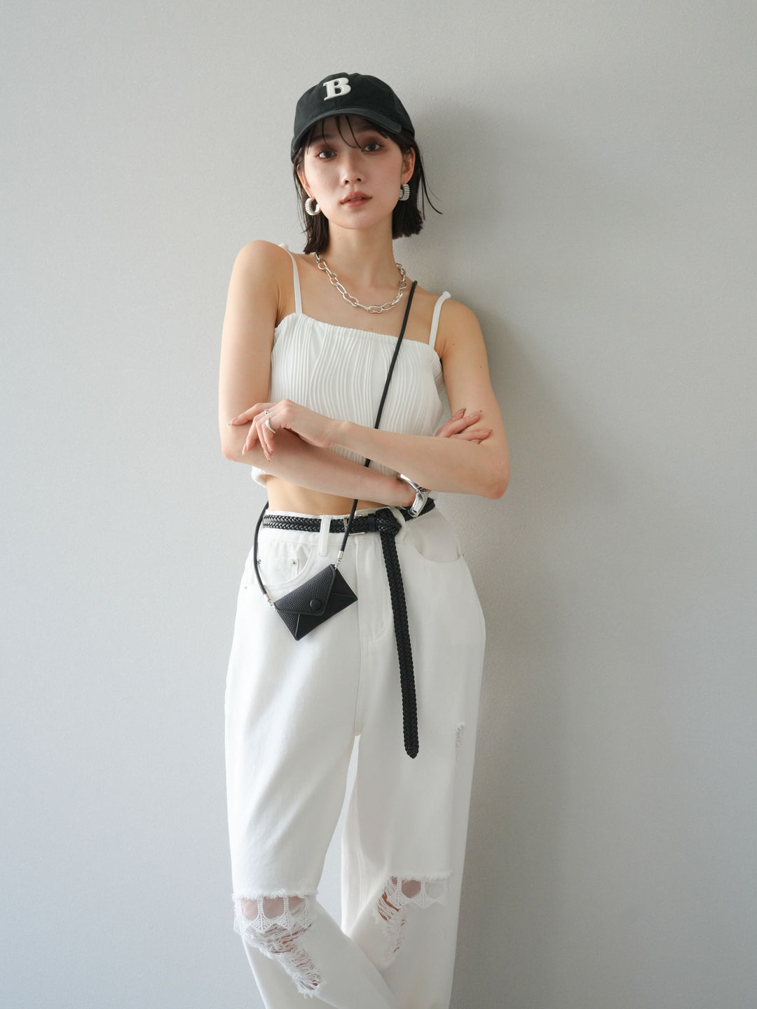 [SET]ウェーブパイピングカップ付ベアキャミソール+ウェーブパイピングカップ付ベアキャミソール(2set)