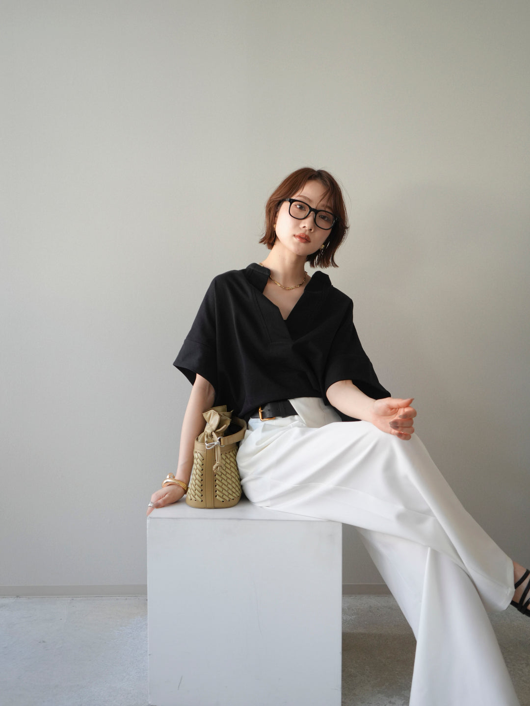 【預購】Skipper 寬袖短袖上衣 / 黑色