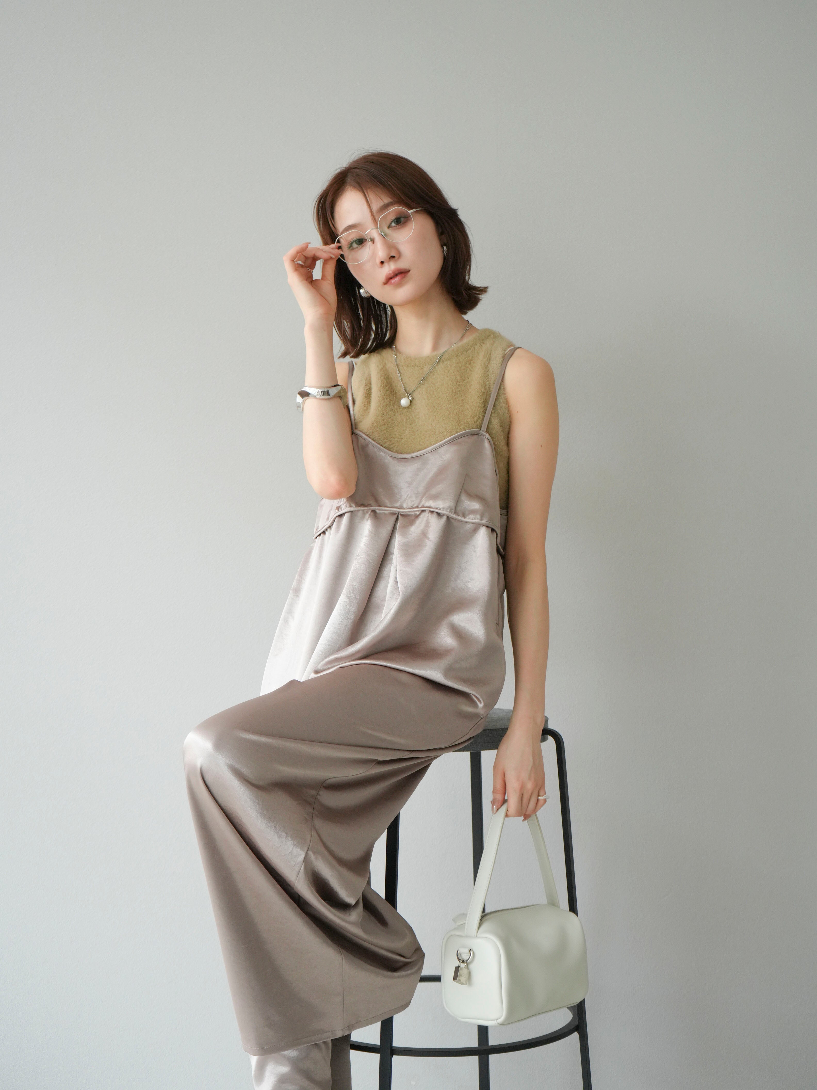 予約]サテンビスチェオールインワン/グレージュ – Lumier