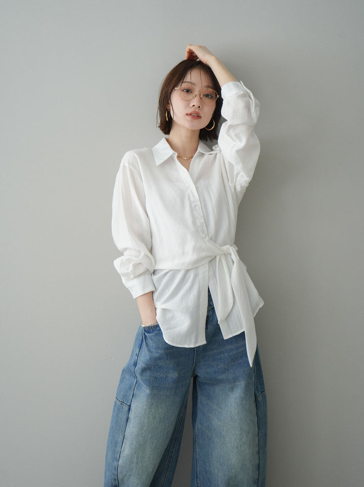 [予約]フロントアシンメトリーブラウス/white