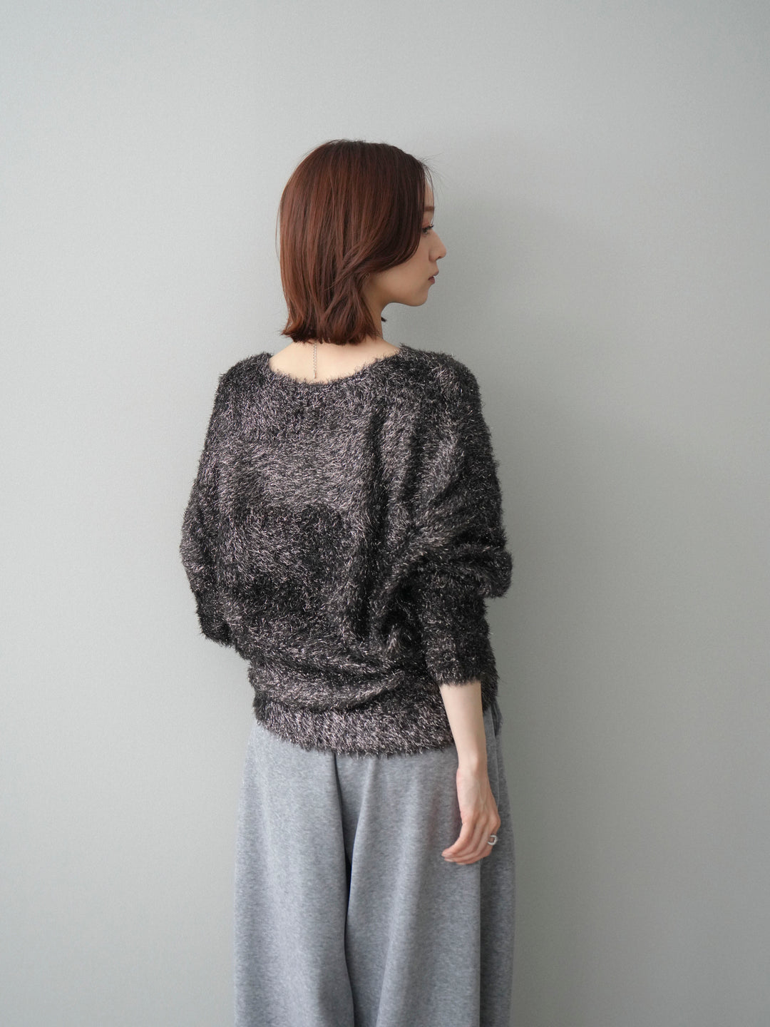 [予約]ラメシャギードルマンニットプルオーバー/brown