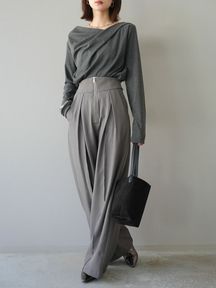 [予約]ドレープデザインカットソー/チャコール