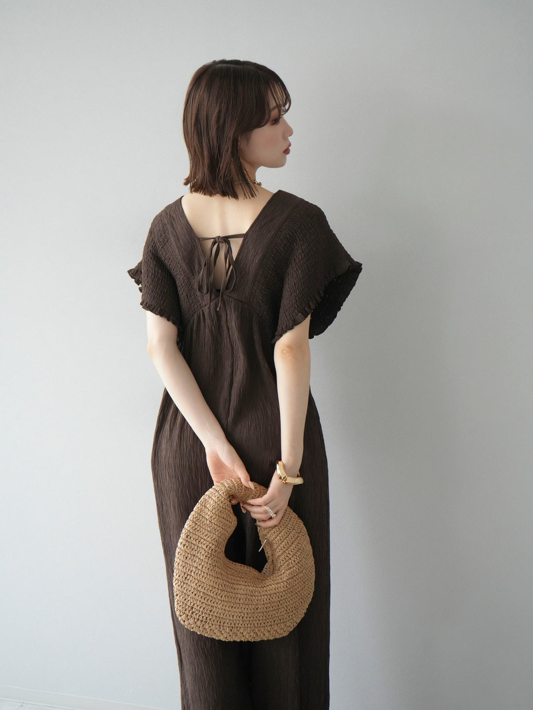 [SET]楊柳シャーリングサロペット+楊柳シャーリングサロペット(2set)