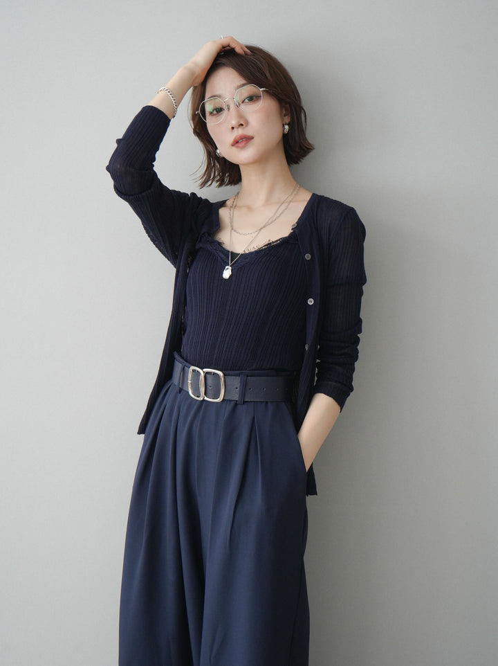 [予約]インナーレースキャミソール＆カーディガンアンサンブル/navy