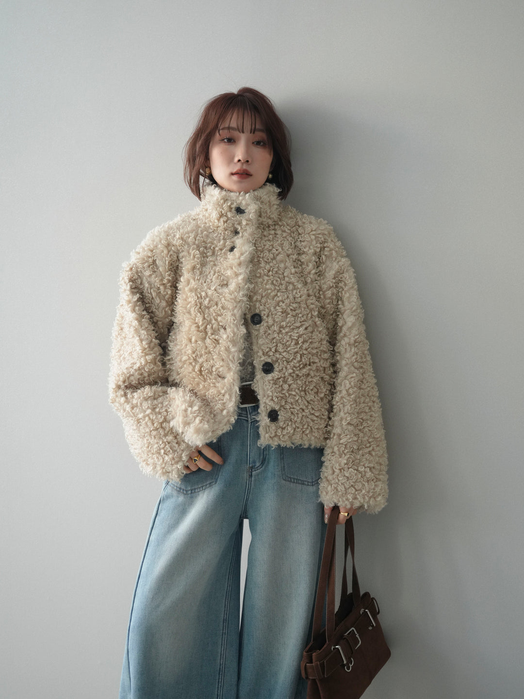 [予約]プードルファーミドルスタンドブルゾン/ivory