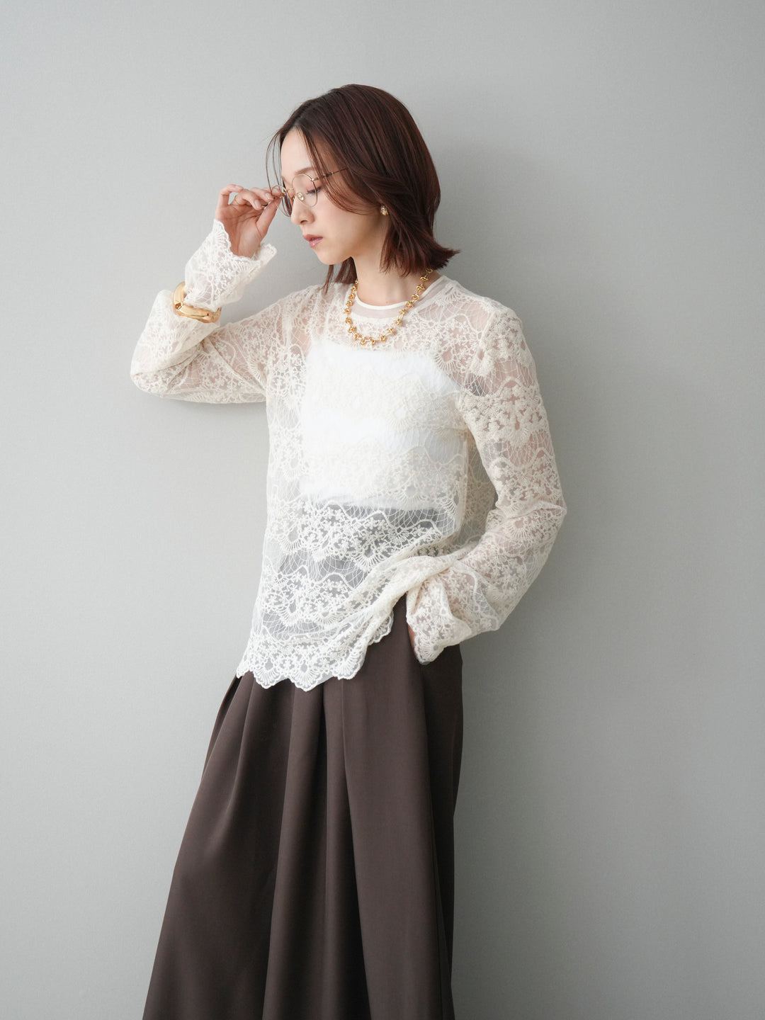 [予約]チュールレーストップス/ivory