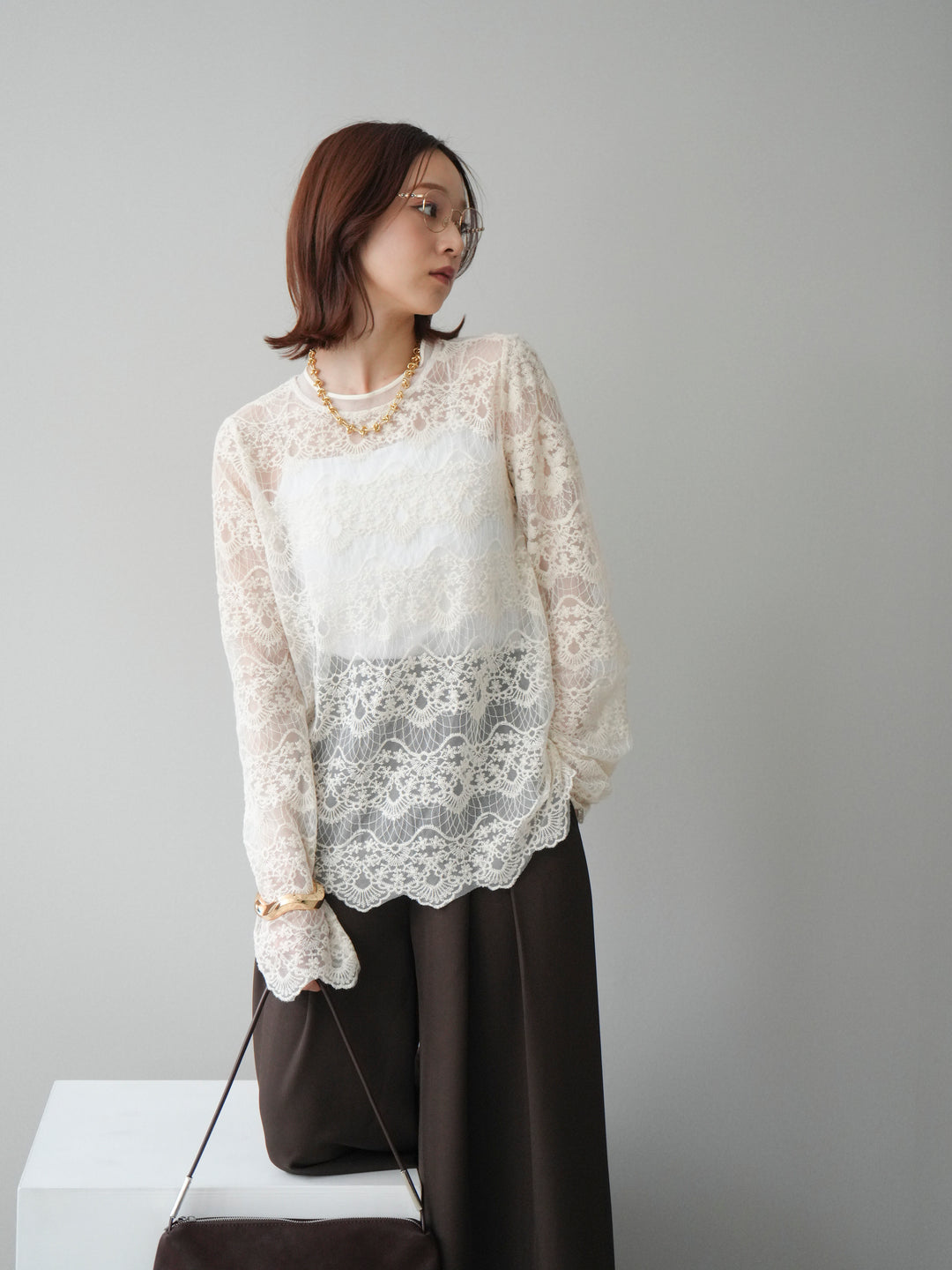 [予約]チュールレーストップス/ivory