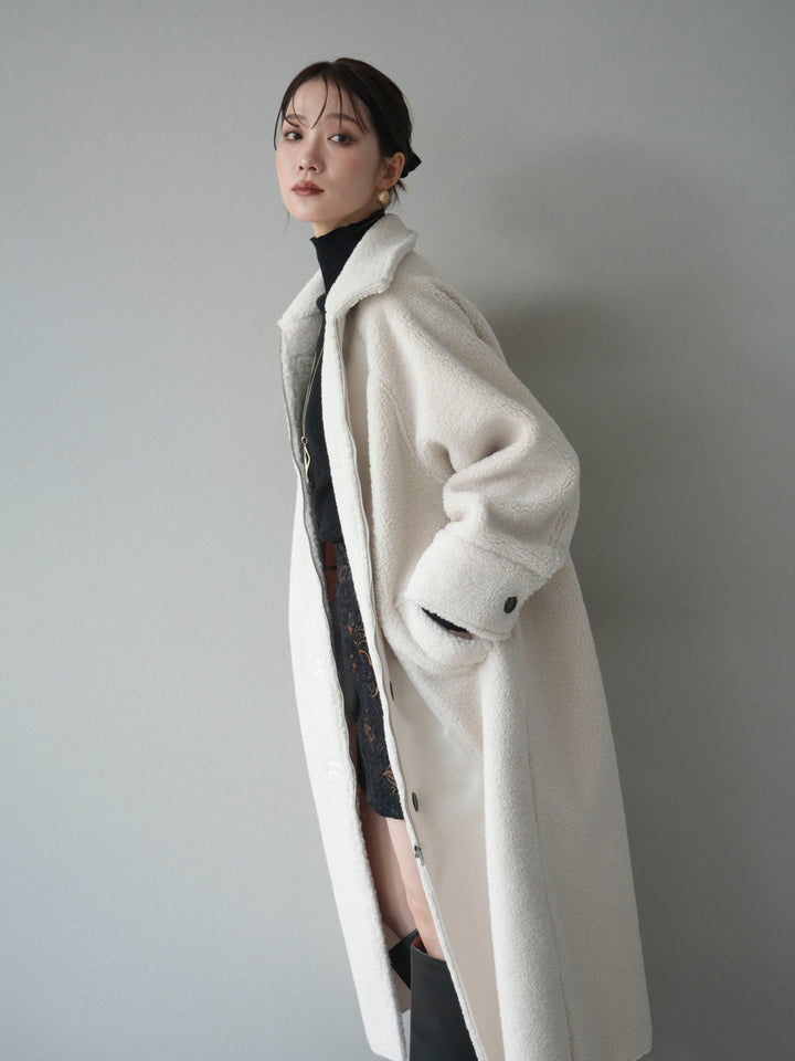 [予約]ボアxムートンロングコート/ivory
