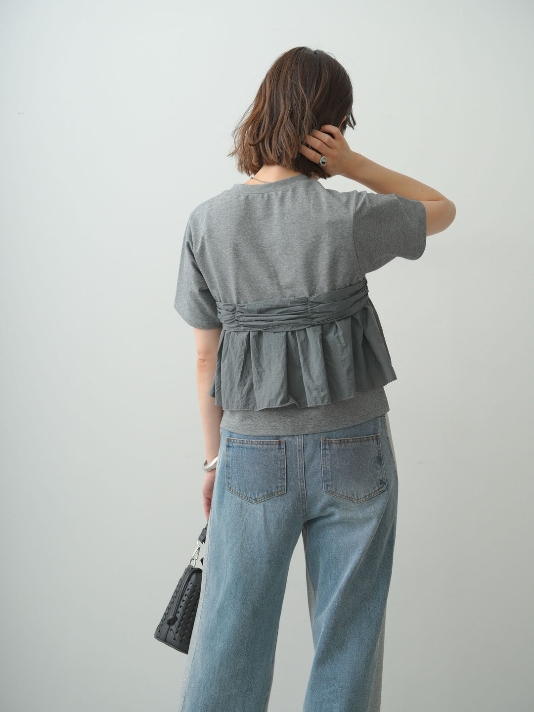 [SET]ナイロンドッキングツイストTEE +デニム切替スウェットパンツ(2set)