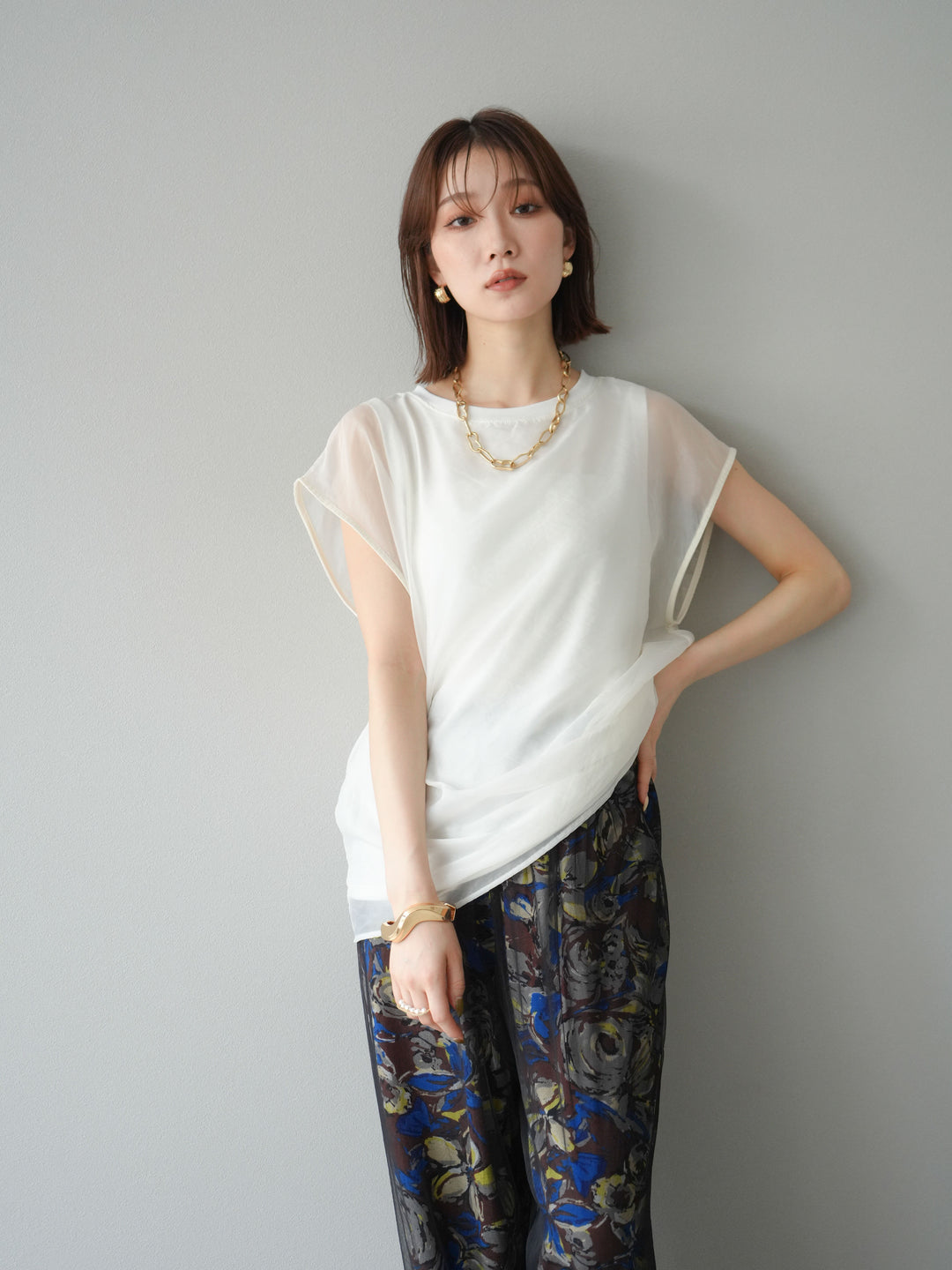 [予約]シアーレイヤードトップス/アイボリー