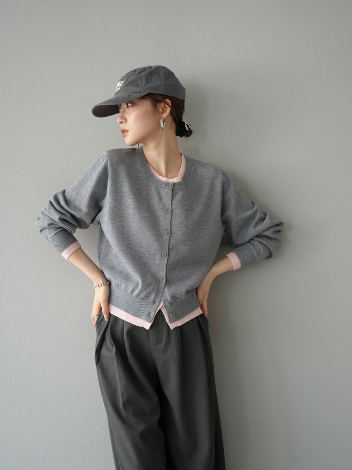 【SET】同色系疊穿開襟衫+雙褶寬褲（2件組）