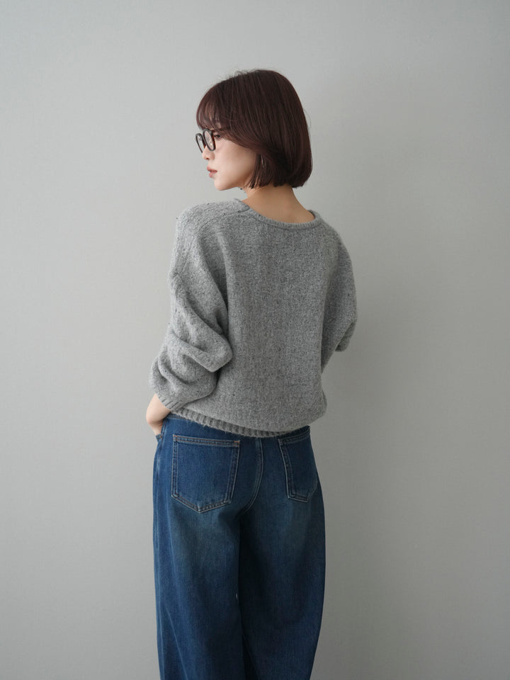 [SET]ツイストネックラメネップヤーンニットプルオーバー+選べるアクセセット(2set)