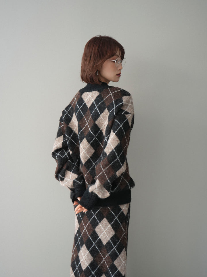 [SET]アーガイルニットプルオーバー&ロングスカートSET UP+選べるアクセセット(2set)