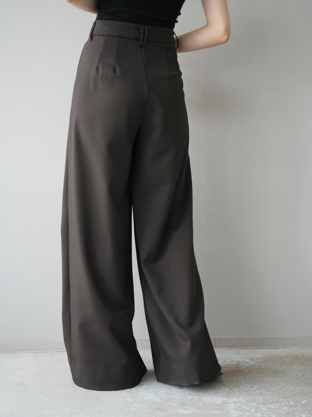 [予約]ダブルタックワイドパンツ/ブラウン