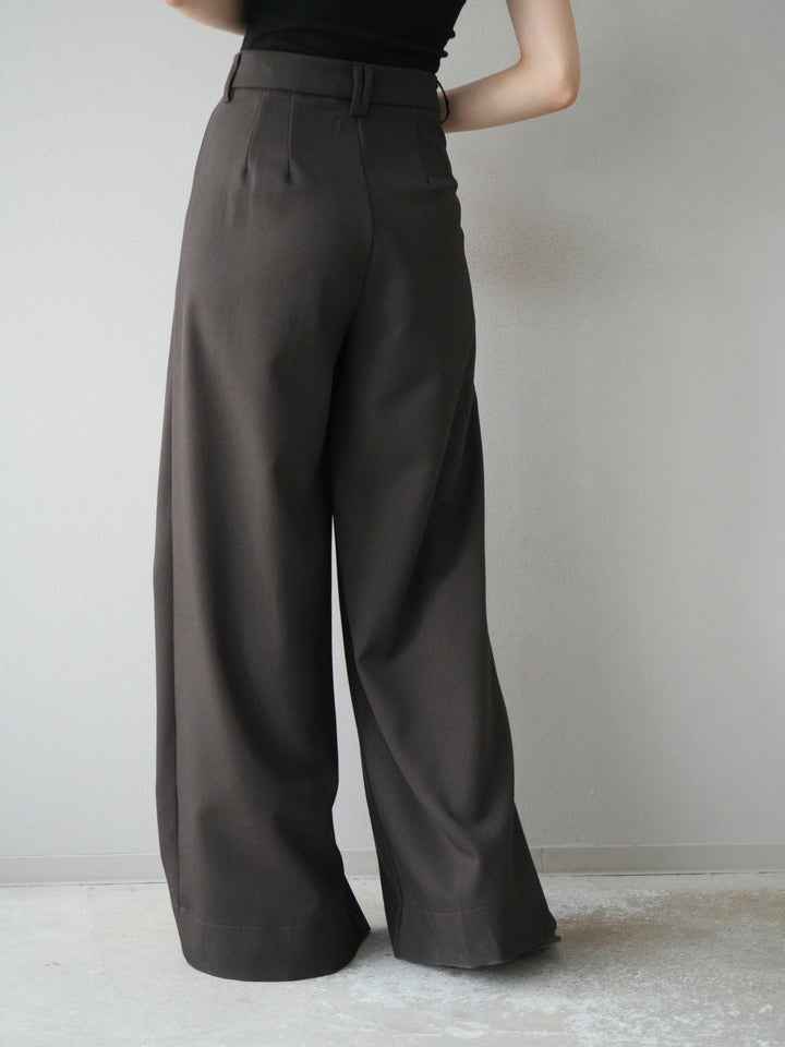 [予約]ダブルタックワイドパンツ/ブラウン