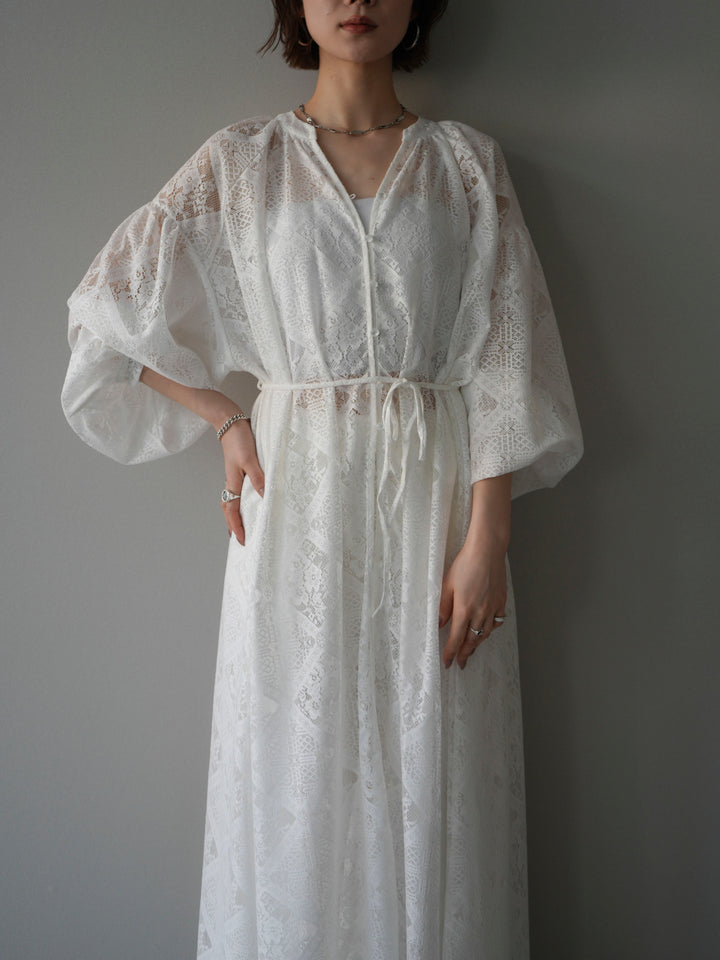 [SET]シアーレースロングガウン+シアーレースイージーパンツ(2set)