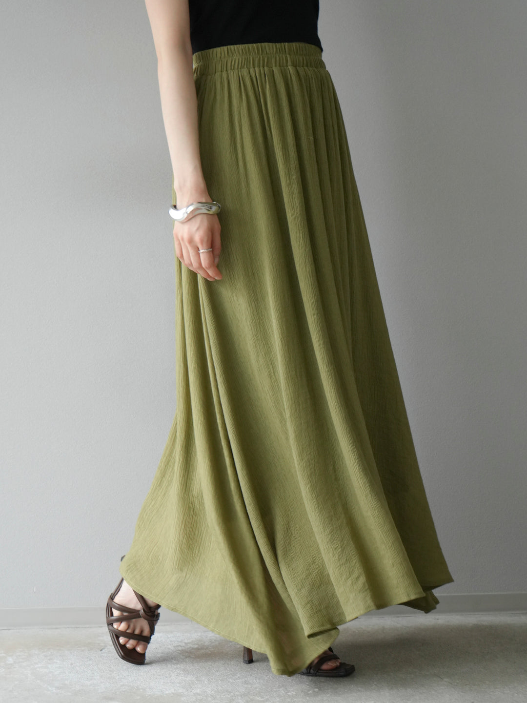 [SET]ビーズモチーフ楊柳ブラウス＆フレアスカートSET UP(2set)