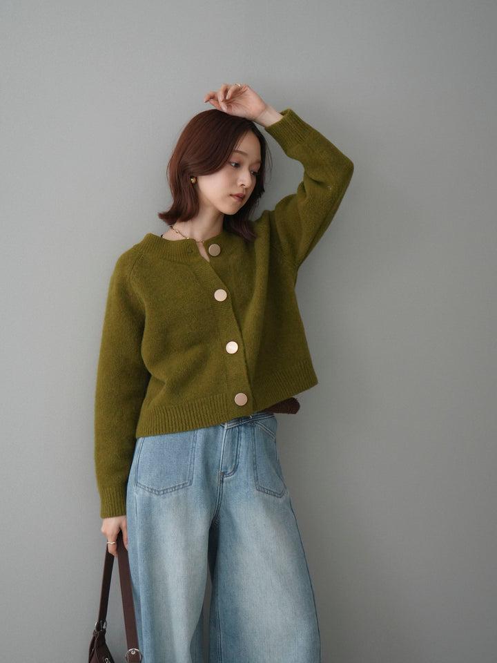 [予約]BIGボタンニットカーディガン/ green