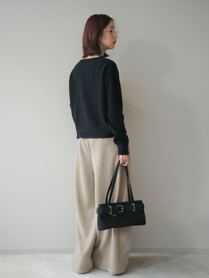 [予約]ベルトデザインループコールテンワイドパンツ(ベルト付き)/beige