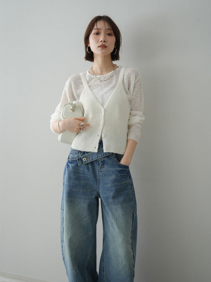 [予約]ビスチェアンサンブルシアーニット/white