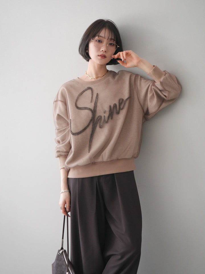 [予約]チュールレイヤードロゴスエットプルオーバー/beige