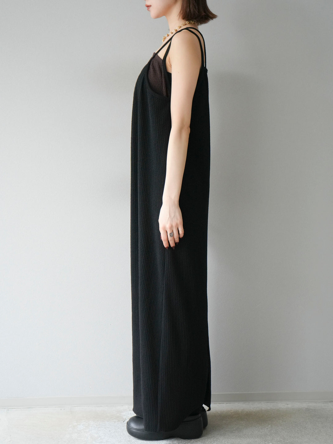 [予約]バイカラーレイヤードキャミワンピース/ブラック