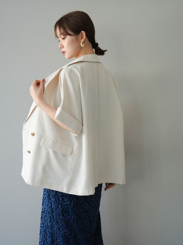 [予約]ゴールドボタンハーフジャケット/アイボリー