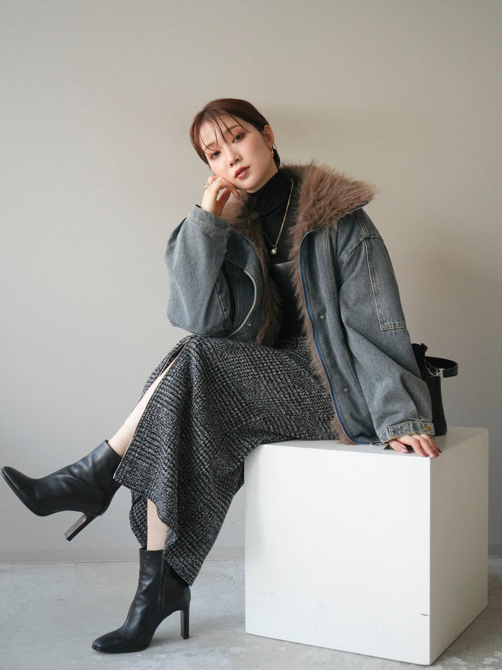 [SET]デニムxファーブルゾン+選べるアクセセット(2set)